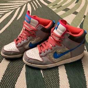 Nike Dunk High 6.0 Sneakers | 454054-146 | Pink Gray Blue Glitter